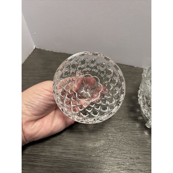 VTG Hofbauer Etched LeadCrystal Footed Candy Dish w/Butterfly Papillon Lid 5.25" - Picture 6 of 10